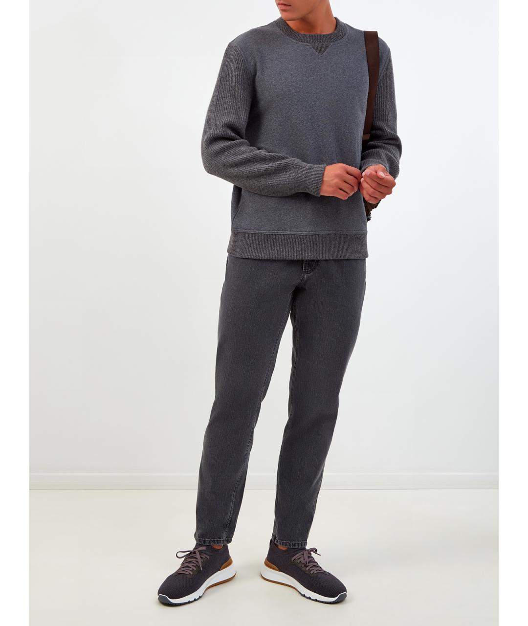 BRUNELLO CUCINELLI Серый хлопковый джемпер / свитер, фото 2