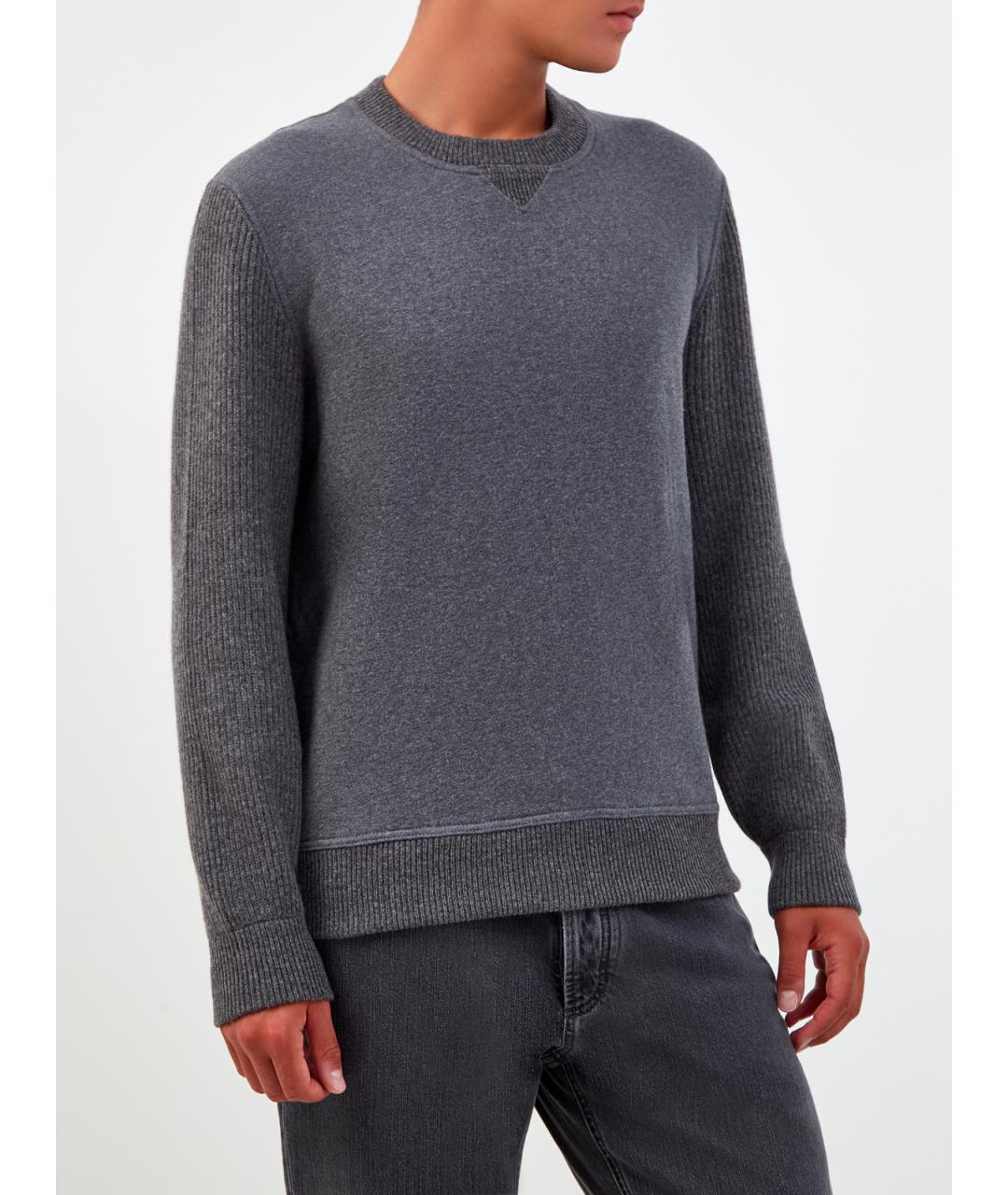 BRUNELLO CUCINELLI Серый хлопковый джемпер / свитер, фото 3
