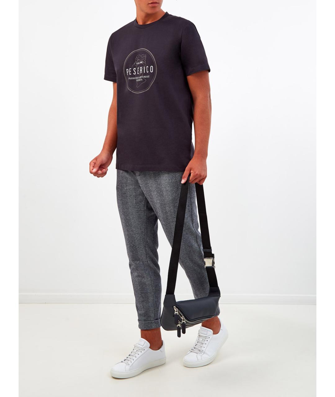 PESERICO Темно-синяя хлопковая футболка, фото 4
