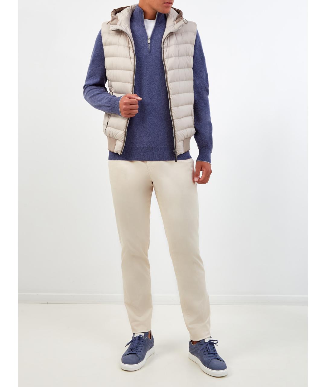 BRUNELLO CUCINELLI Бежевые хлопковые повседневные брюки, фото 2