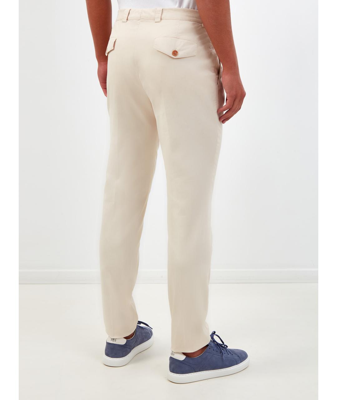 BRUNELLO CUCINELLI Бежевые хлопковые повседневные брюки, фото 4