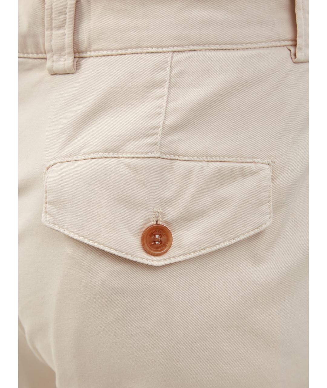BRUNELLO CUCINELLI Бежевые хлопковые повседневные брюки, фото 5