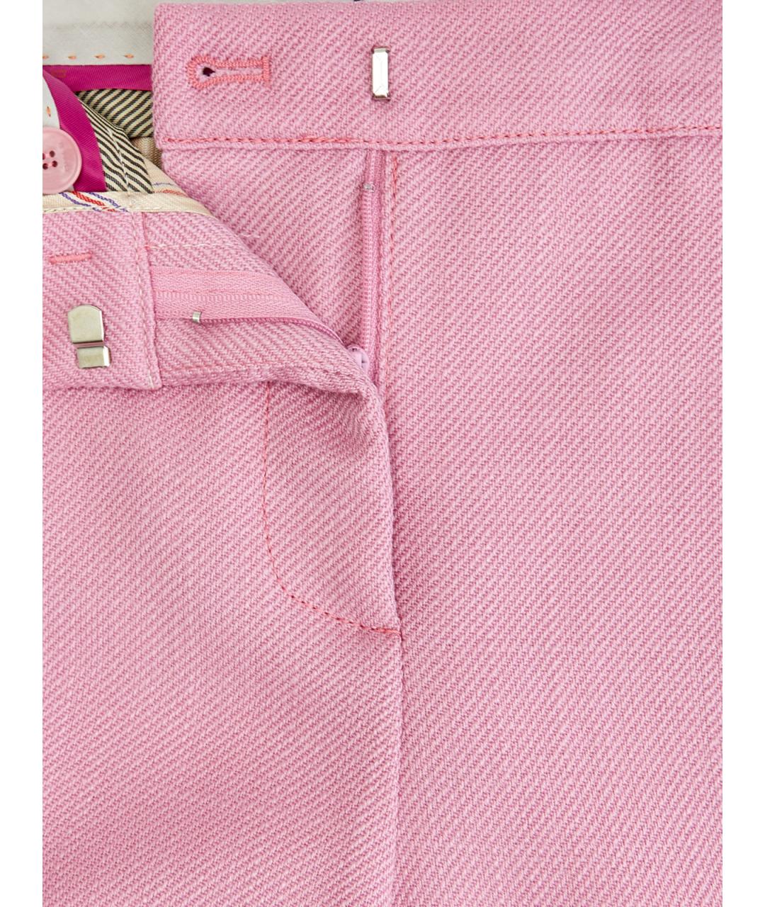 ETRO Розовые вискозные прямые брюки, фото 6