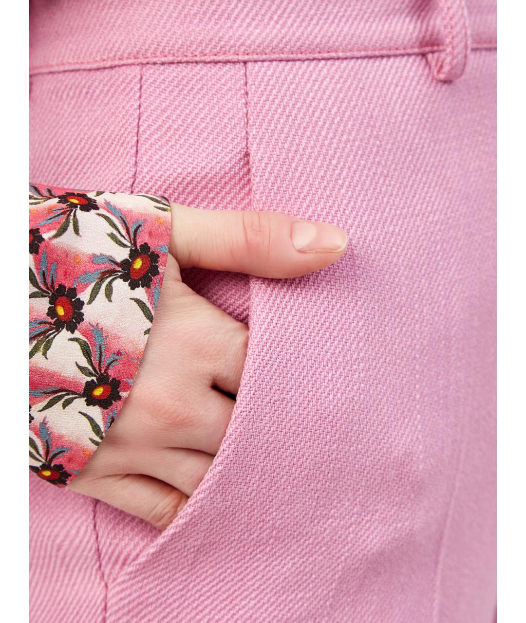 ETRO Розовые вискозные прямые брюки, фото 5