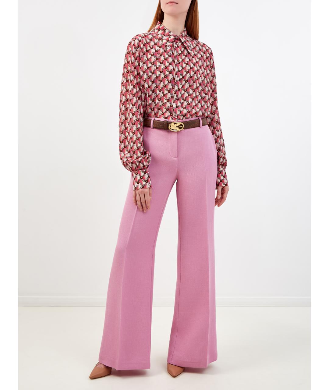 ETRO Розовые вискозные прямые брюки, фото 2