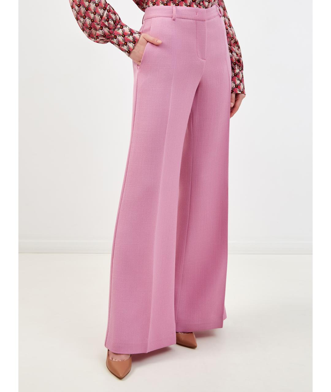 ETRO Розовые вискозные прямые брюки, фото 3