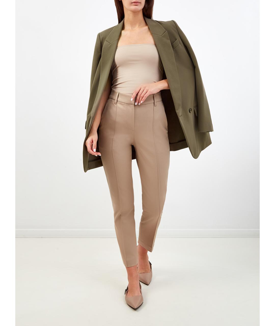 BRUNELLO CUCINELLI Бежевые хлопковые брюки узкие, фото 2