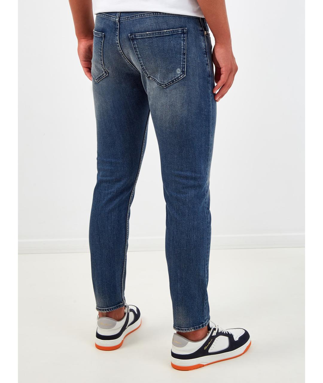 ELEVENTY Синие хлопковые прямые джинсы, фото 4