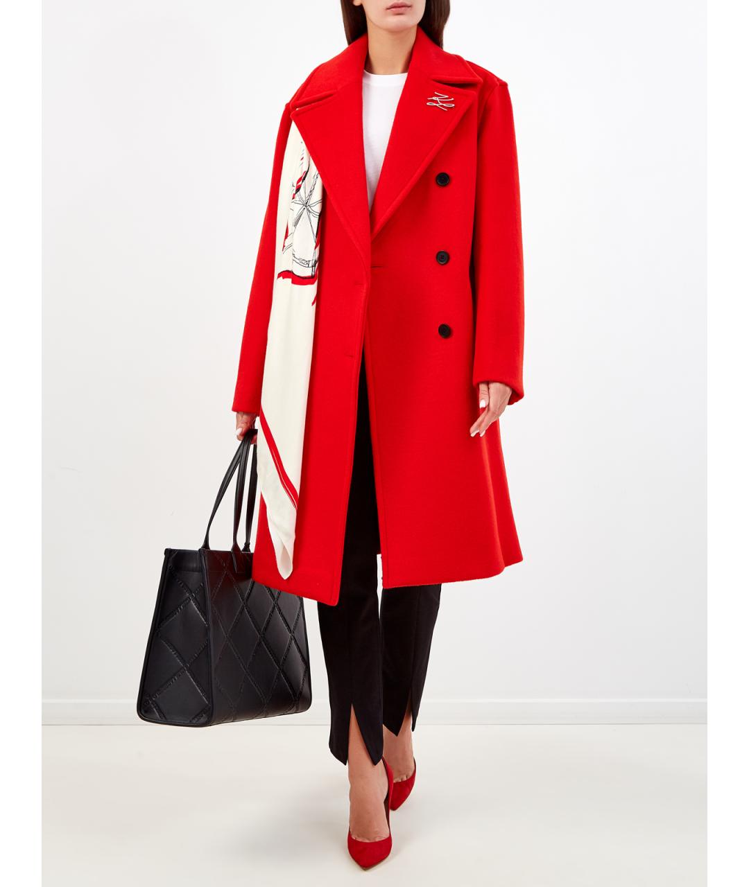 KARL LAGERFELD Красное шерстяное пальто, фото 2