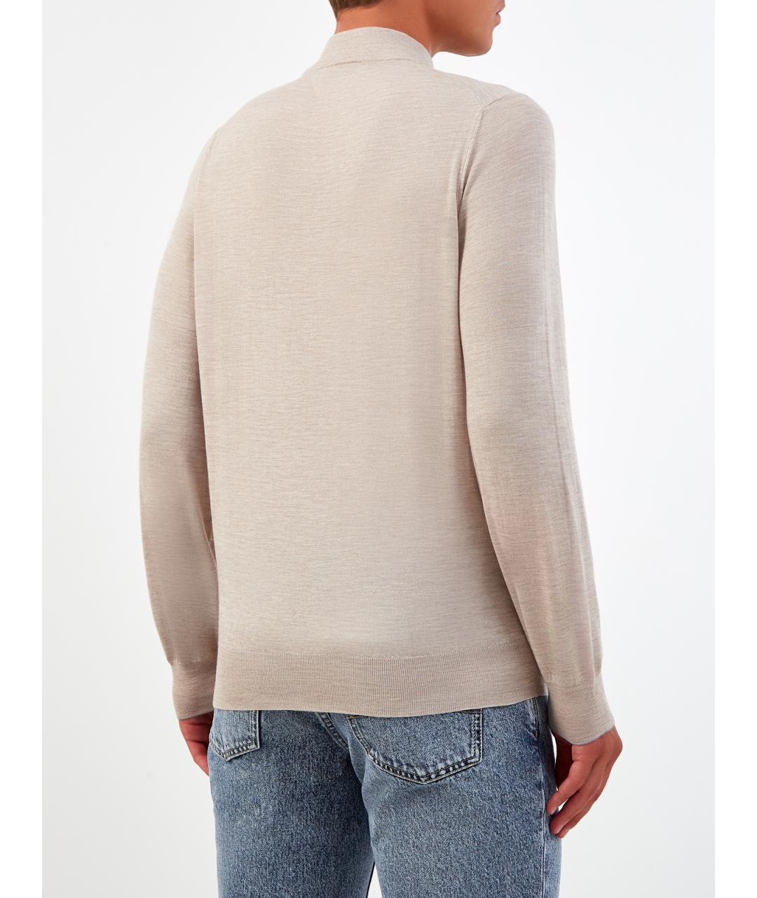 BRUNELLO CUCINELLI Бежевый шерстяной джемпер / свитер, фото 4