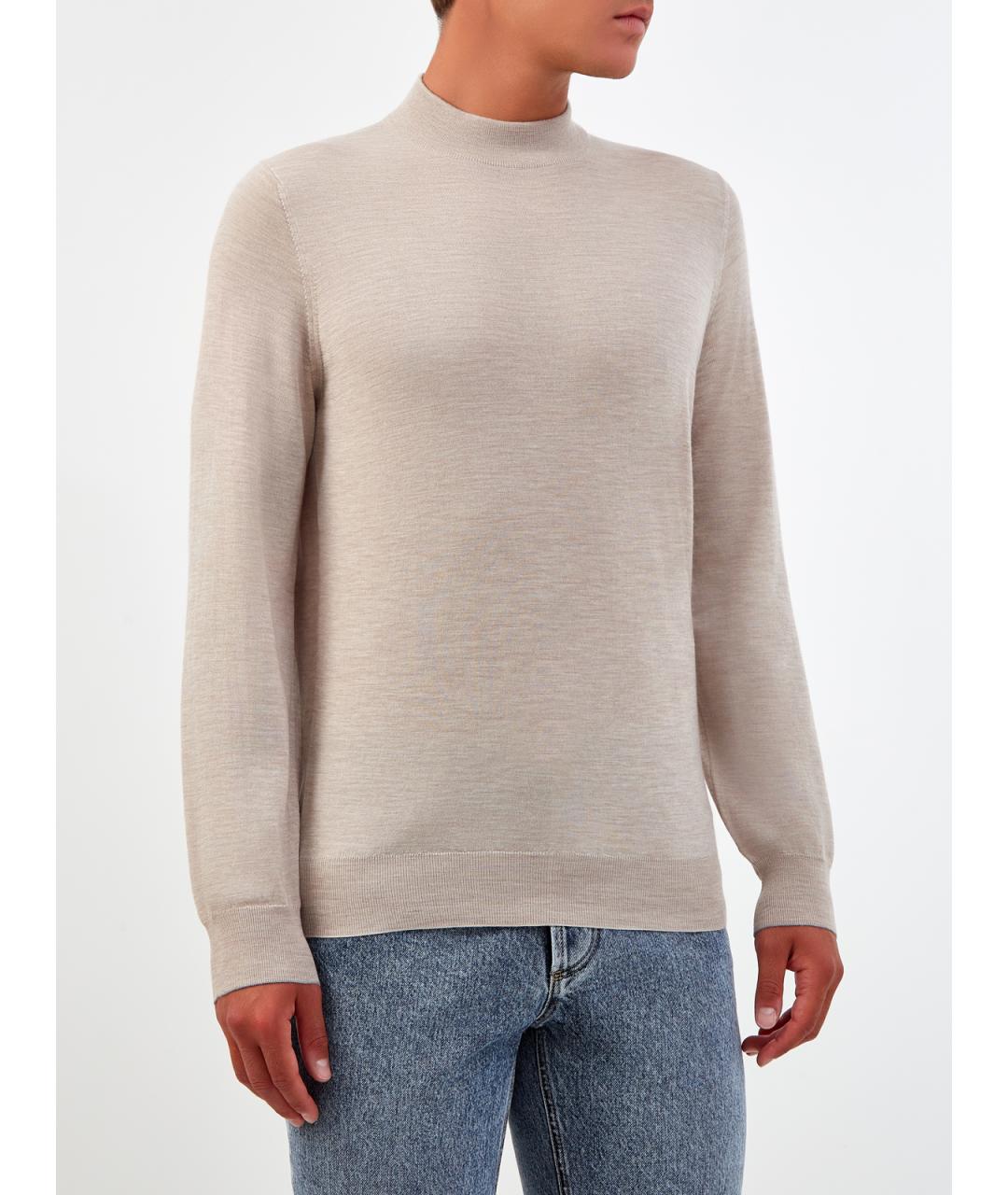 BRUNELLO CUCINELLI Бежевый шерстяной джемпер / свитер, фото 3