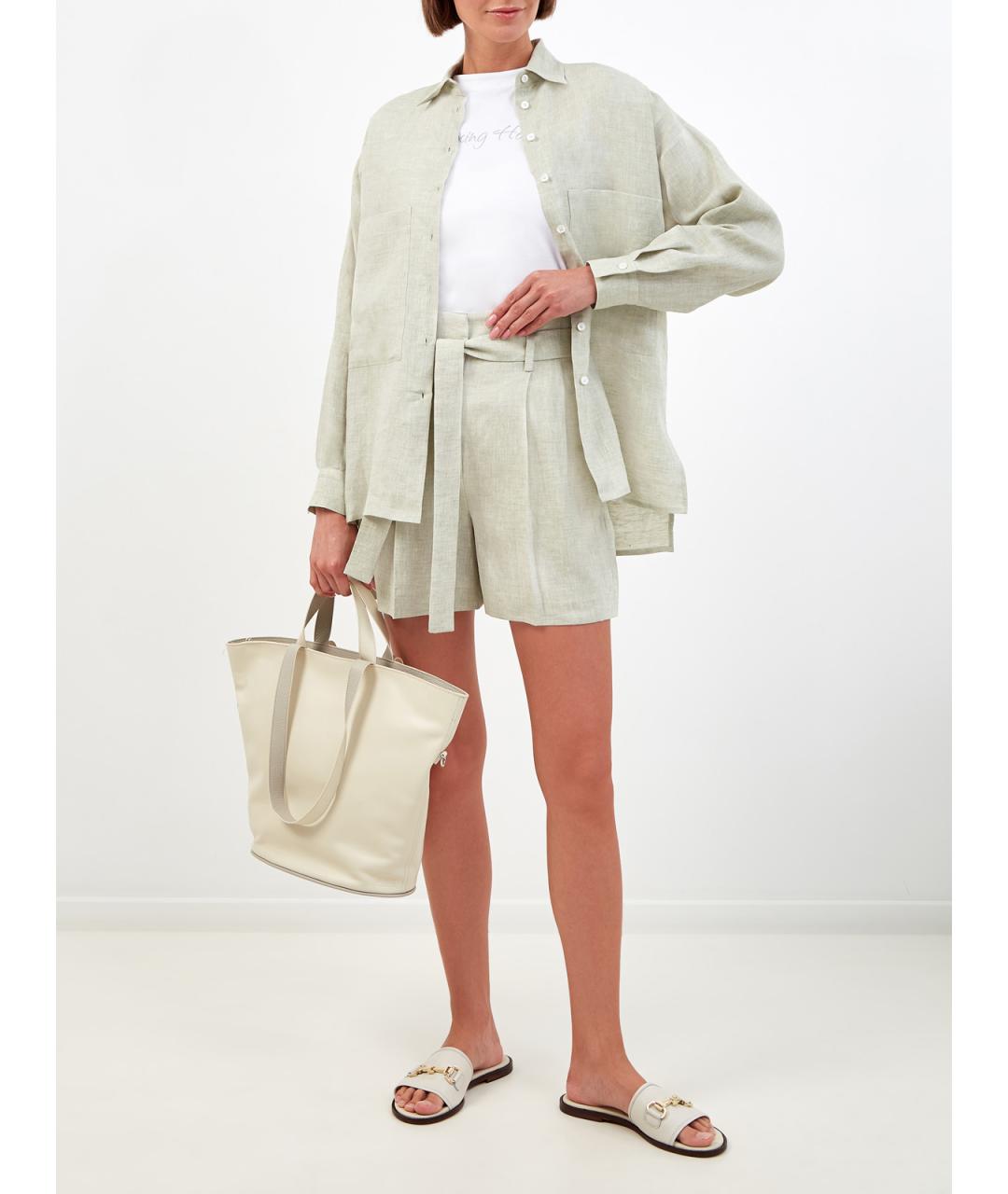 ELEVENTY Зеленая льняная рубашка, фото 2