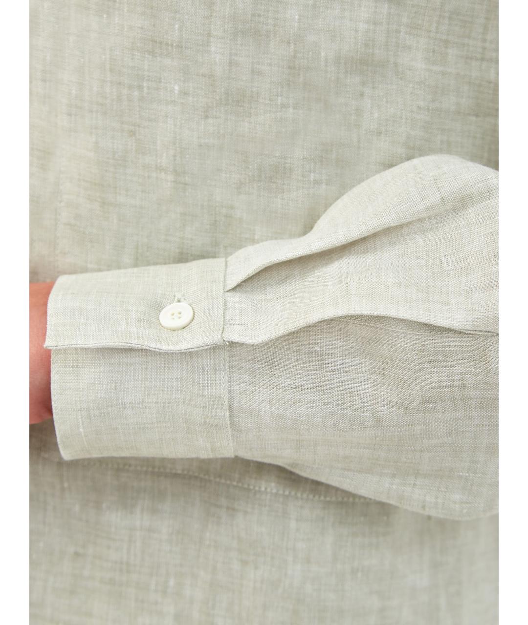 ELEVENTY Зеленая льняная рубашка, фото 5