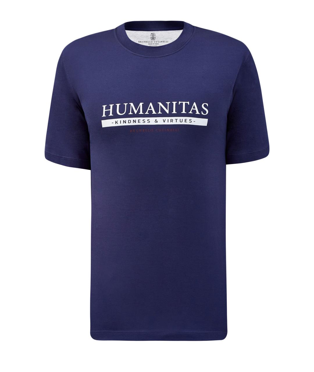 BRUNELLO CUCINELLI Синяя хлопковая футболка, фото 1