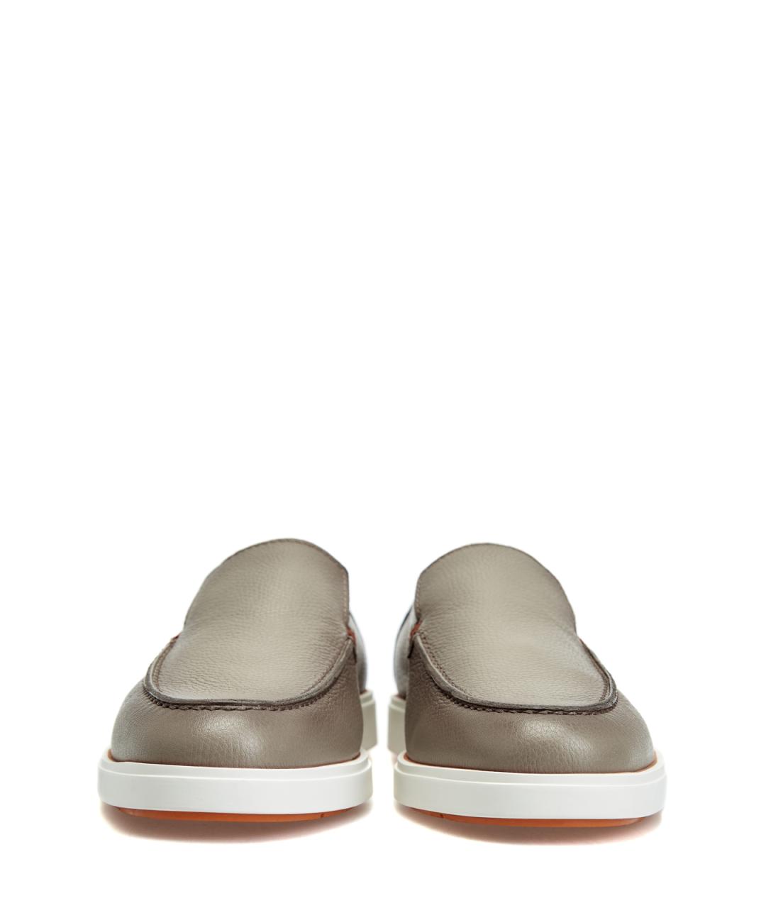 SANTONI Бежевые кожаные лоферы, фото 6