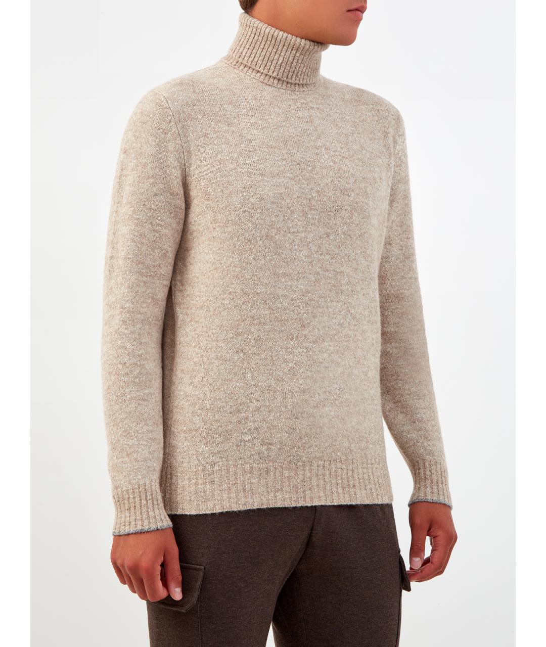 BRUNELLO CUCINELLI Бежевая шерстяная водолазка, фото 3