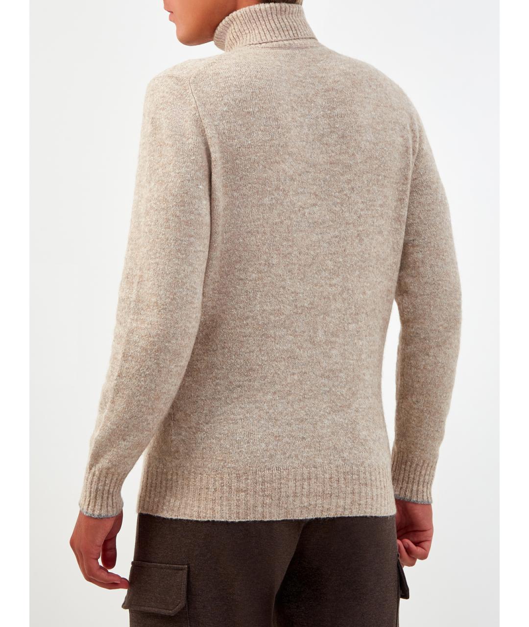 BRUNELLO CUCINELLI Бежевая шерстяная водолазка, фото 4