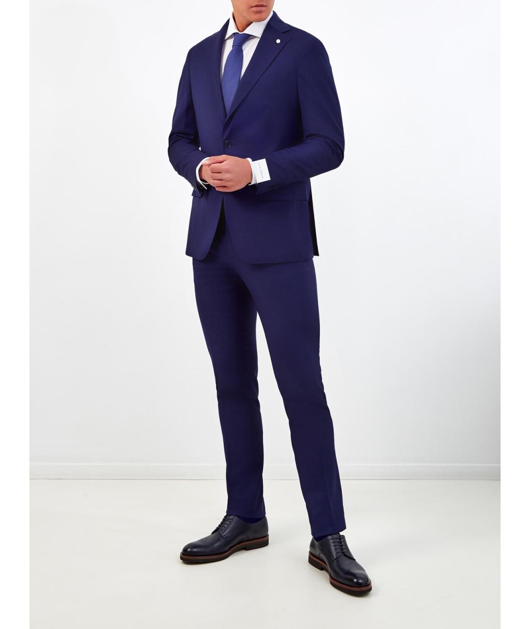 L.B.M. 1911 Синие шерстяные классические брюки, фото 2