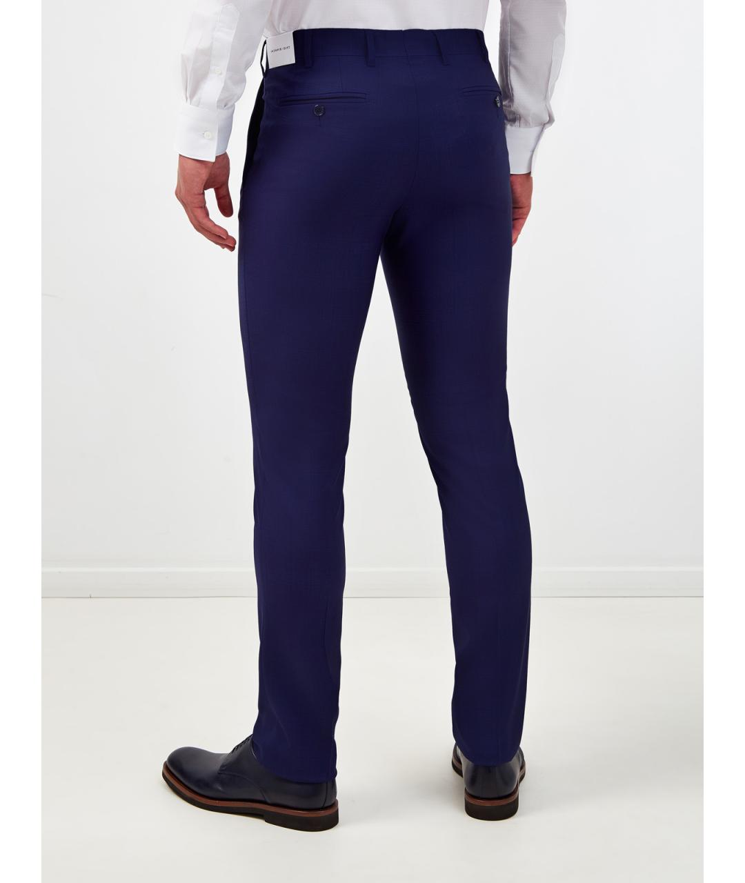 L.B.M. 1911 Синие шерстяные классические брюки, фото 4