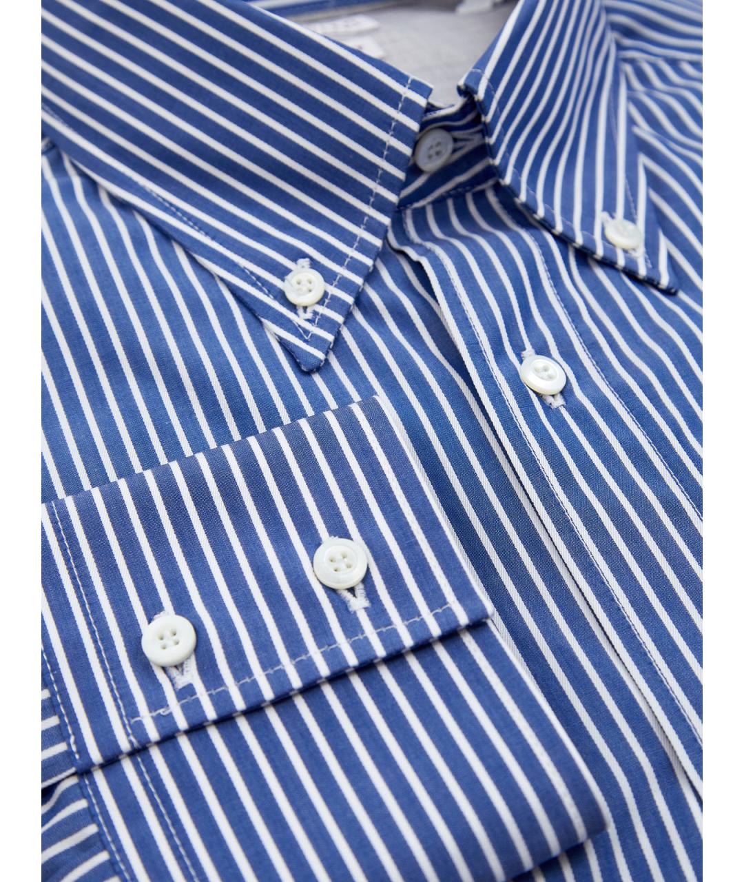 BRUNELLO CUCINELLI Синяя хлопковая кэжуал рубашка, фото 2