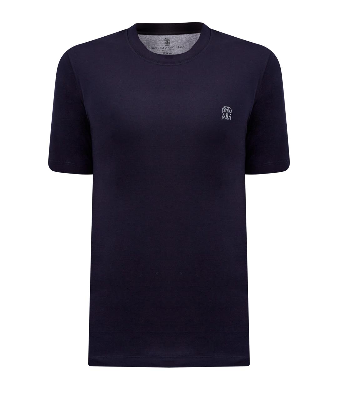 BRUNELLO CUCINELLI Синяя хлопковая футболка, фото 1