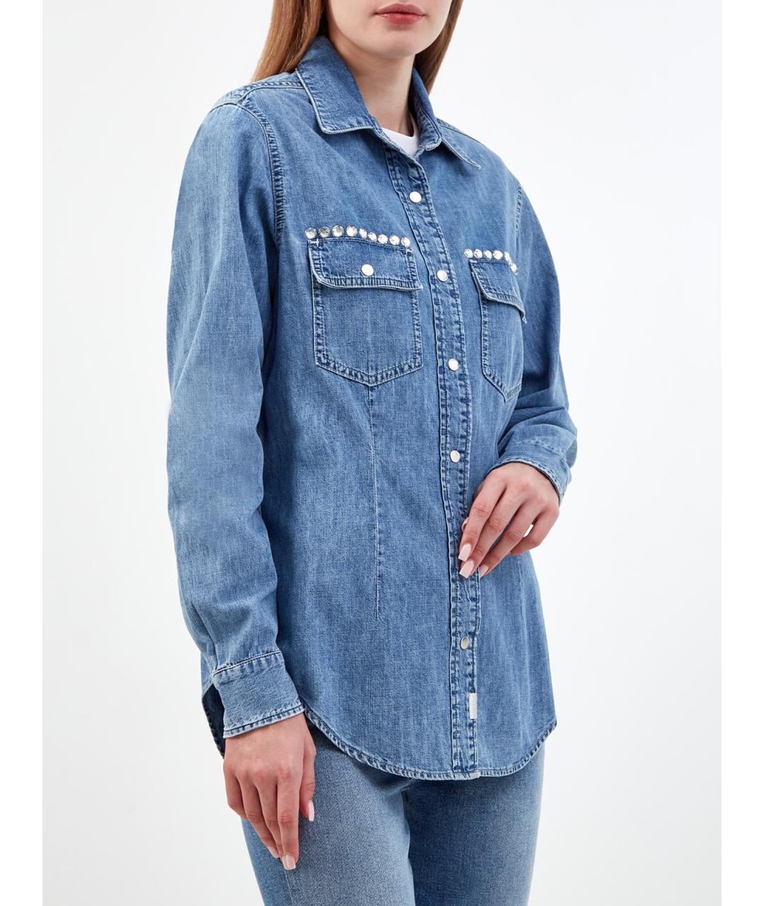 7 FOR ALL MANKIND Синяя хлопковая рубашка, фото 3