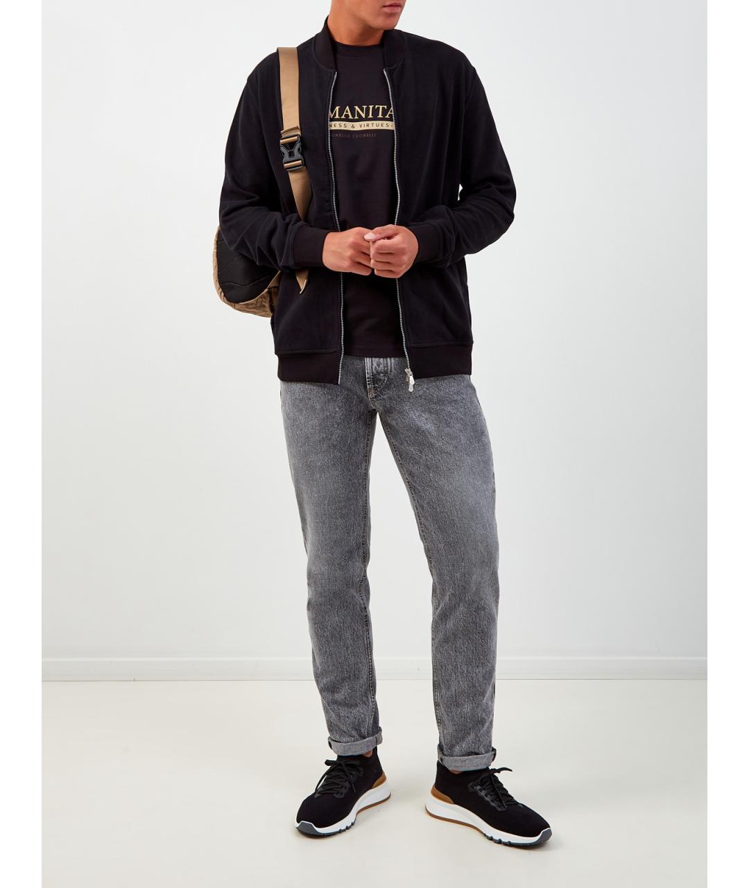 BRUNELLO CUCINELLI Темно-синяя хлопковая футболка, фото 2