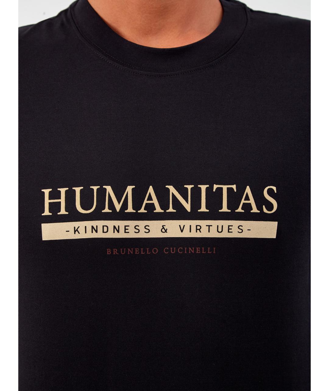 BRUNELLO CUCINELLI Темно-синяя хлопковая футболка, фото 5
