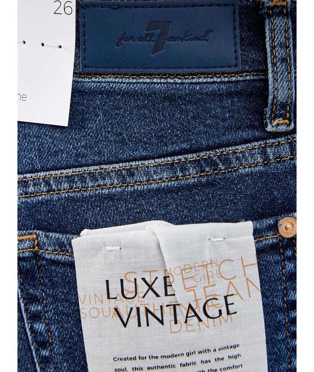 7 FOR ALL MANKIND Темно-синие хлопковые джинсы слим, фото 5
