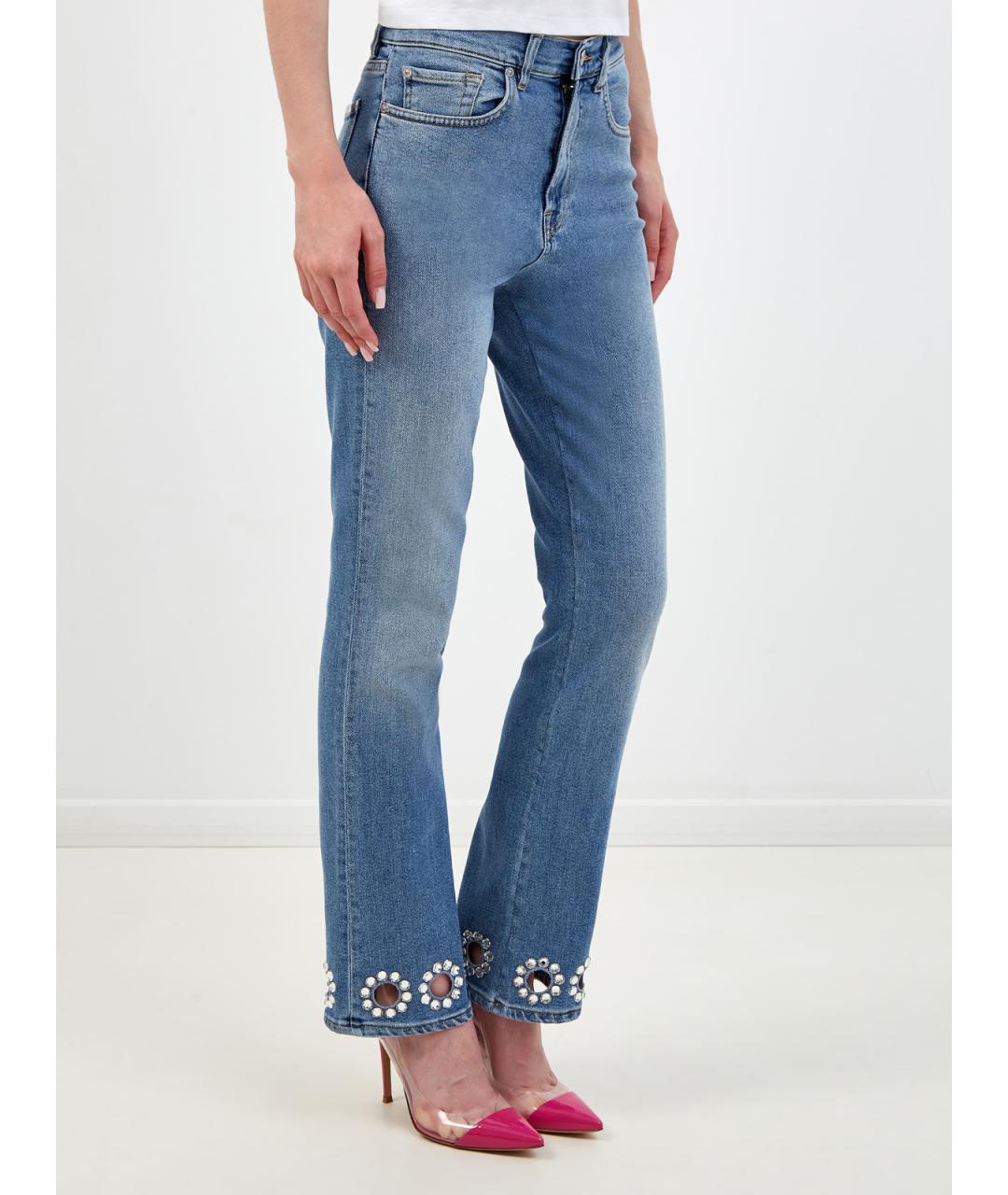 7 FOR ALL MANKIND Синие хлопковые джинсы клеш, фото 3