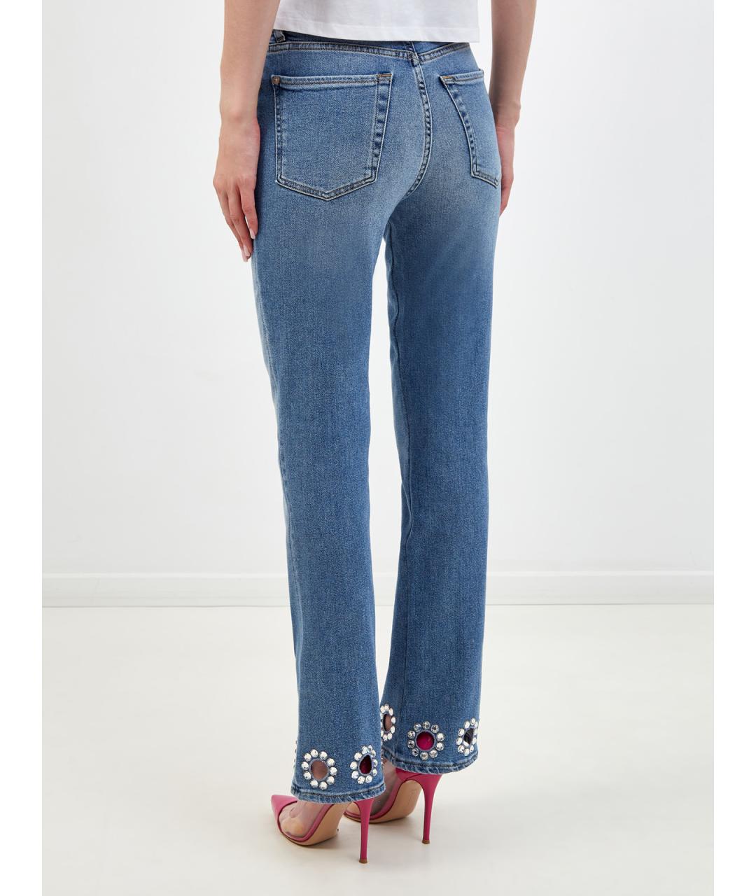 7 FOR ALL MANKIND Синие хлопковые джинсы клеш, фото 4