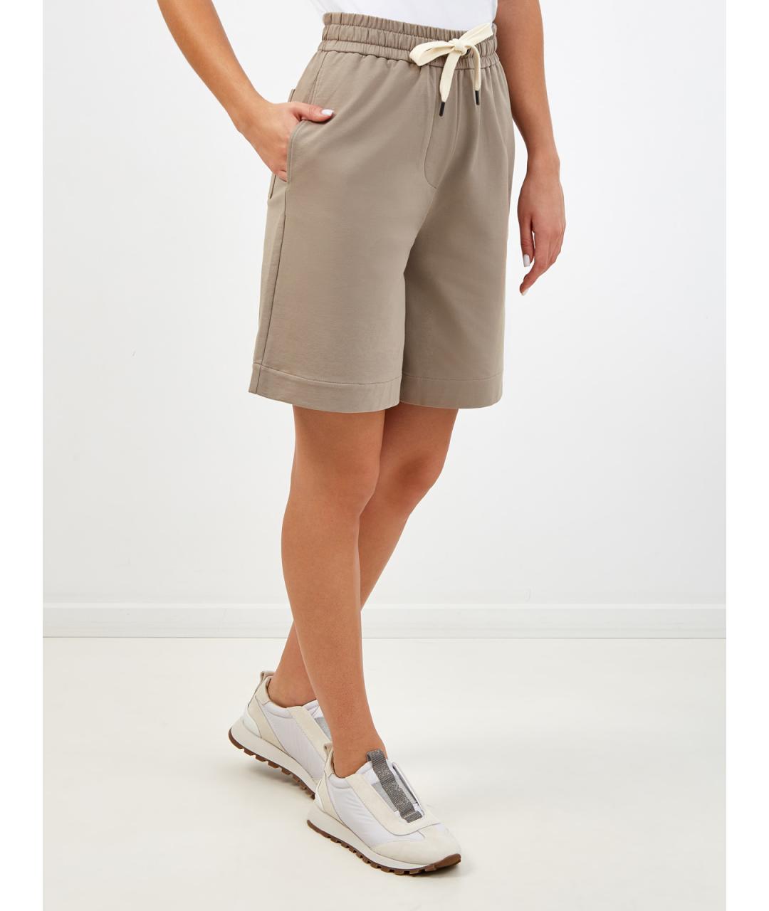 BRUNELLO CUCINELLI Бежевые хлопковые шорты, фото 3