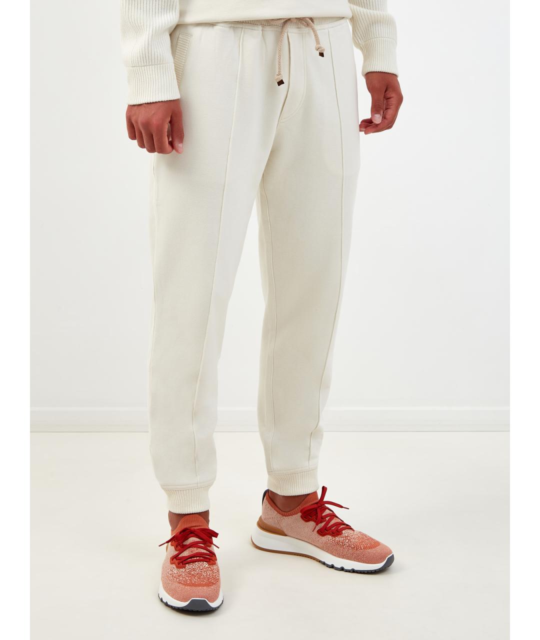 BRUNELLO CUCINELLI Бежевые хлопковые повседневные брюки, фото 3