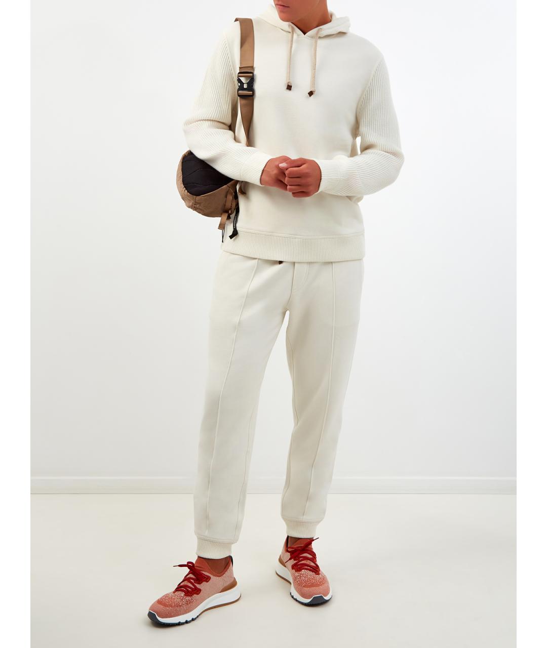 BRUNELLO CUCINELLI Бежевые хлопковые повседневные брюки, фото 2