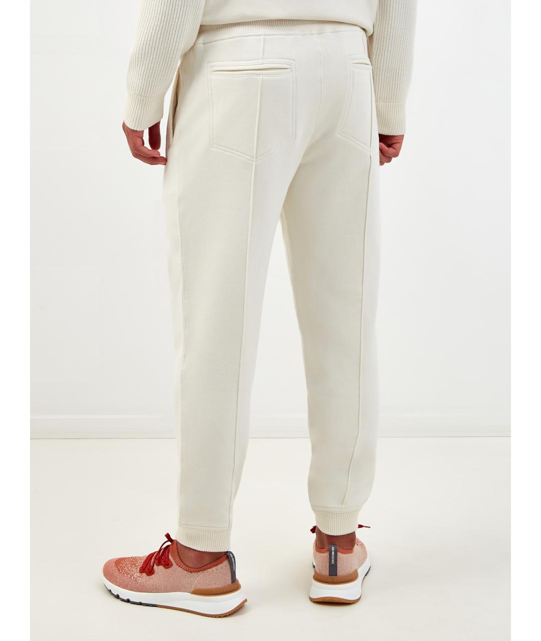 BRUNELLO CUCINELLI Бежевые хлопковые повседневные брюки, фото 4