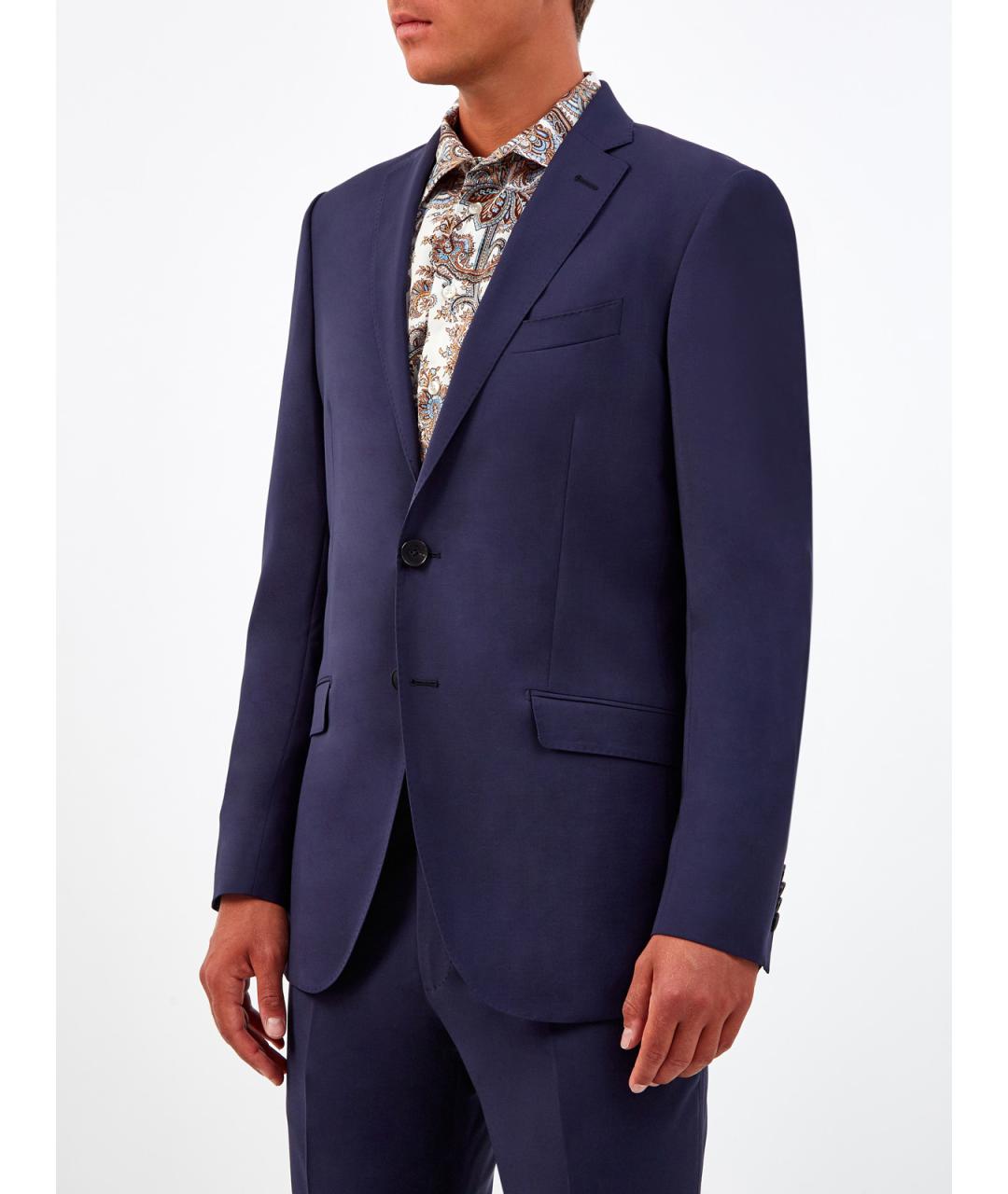 ETRO Синий шерстяной пиджак, фото 3