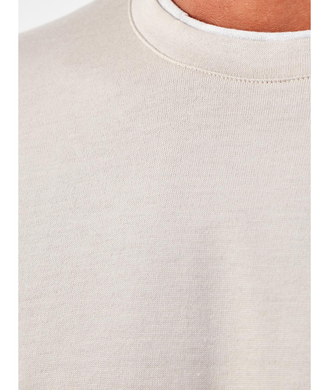 ELEVENTY Бежевая хлопковая футболка, фото 5