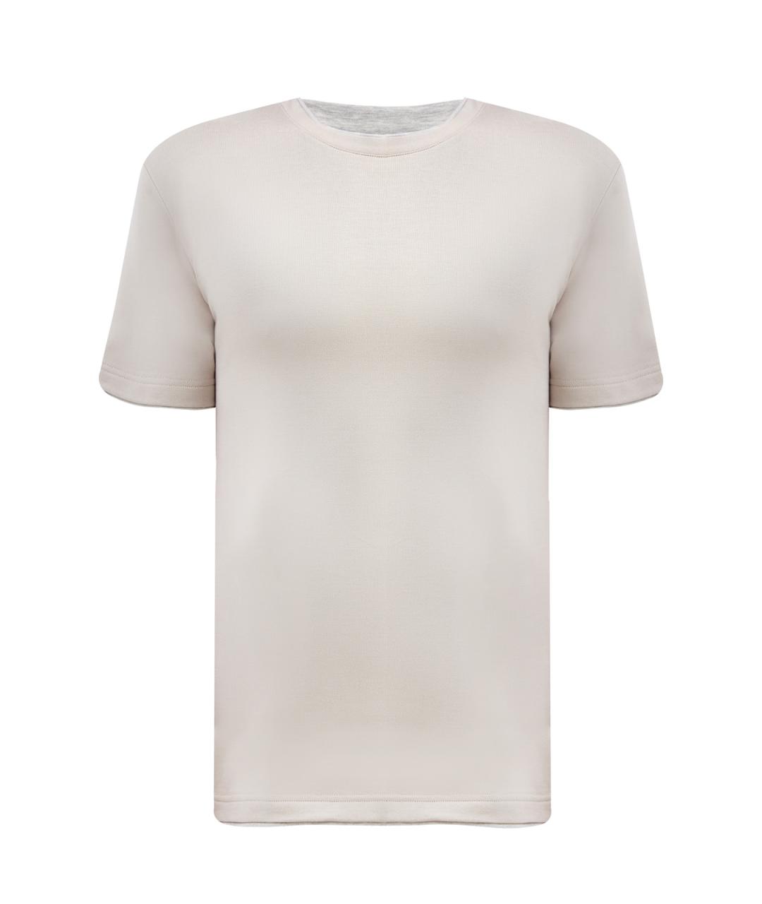 ELEVENTY Бежевая хлопковая футболка, фото 1