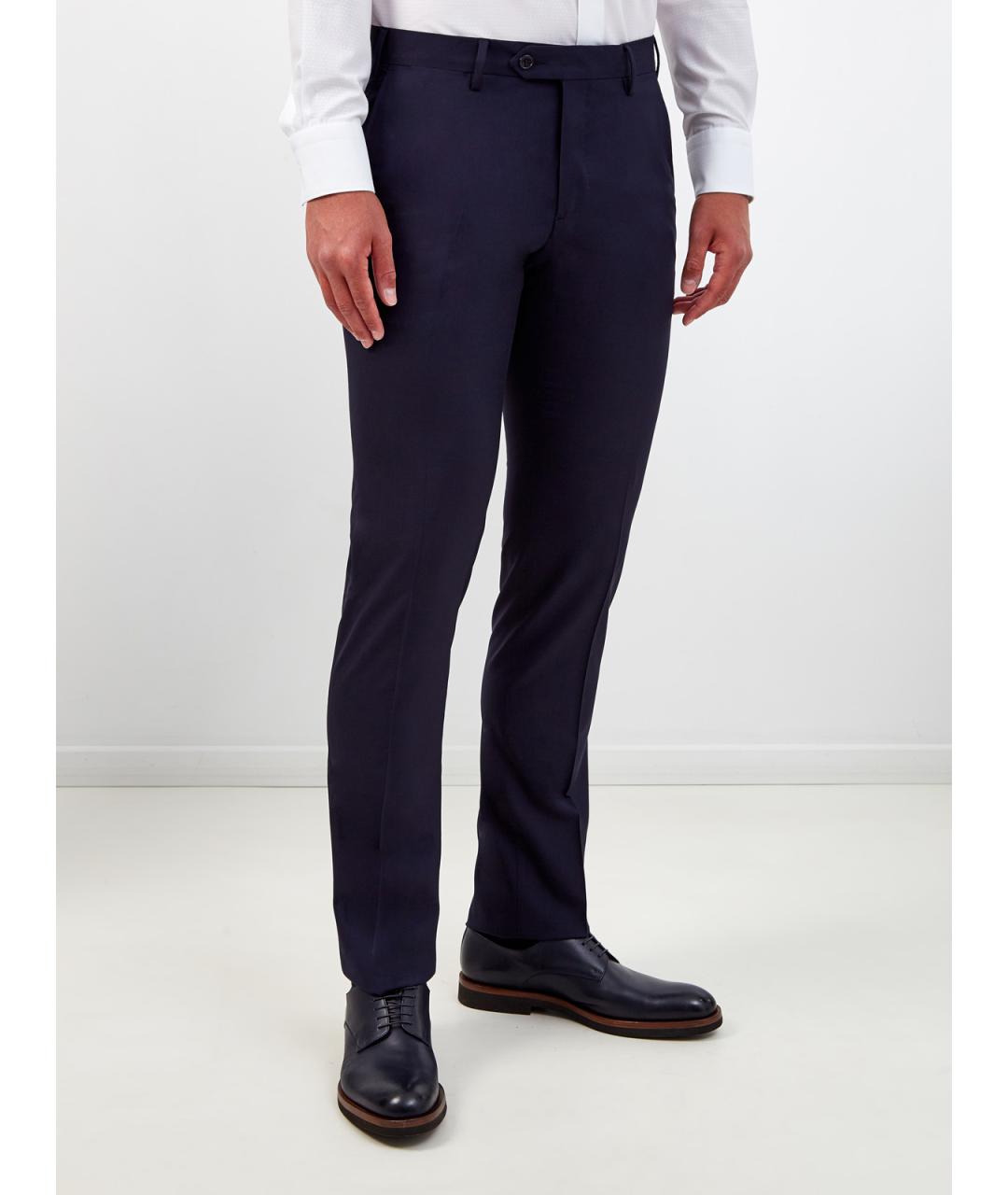 L.B.M. 1911 Синие шерстяные классические брюки, фото 3