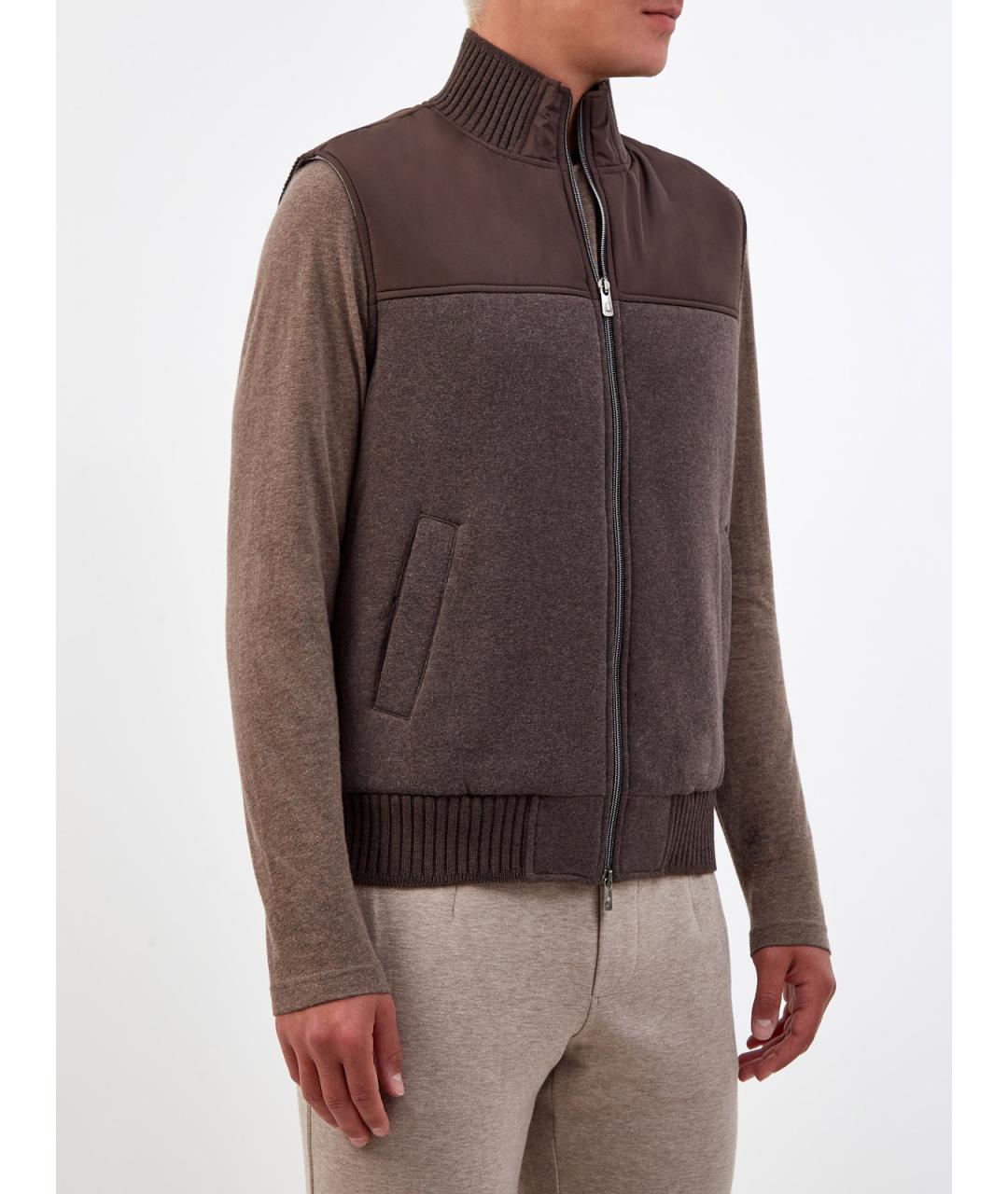 CAPOBIANCO Коричневый полиэстеровый жилет, фото 3