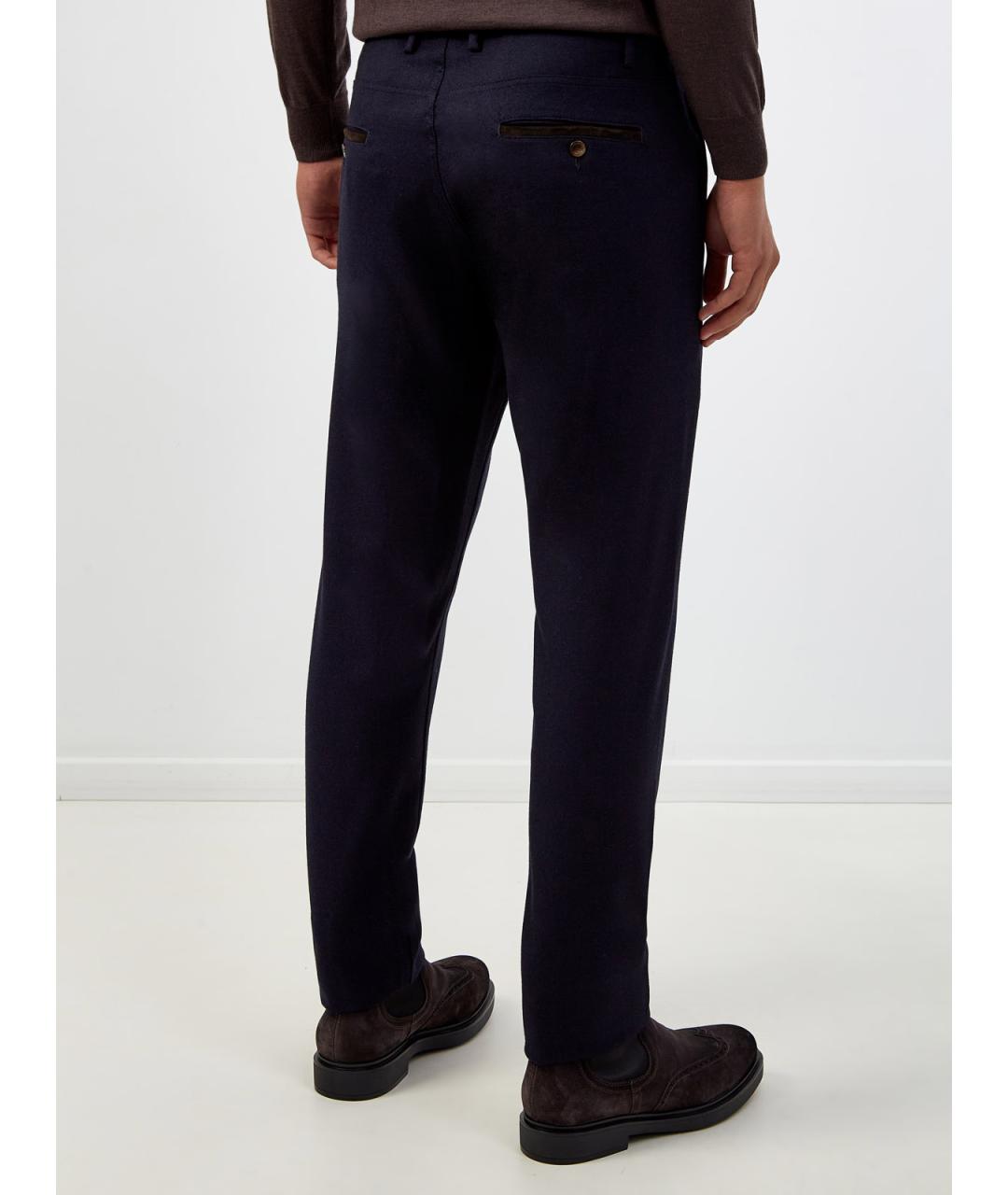 CANALI Синие шерстяные повседневные брюки, фото 4
