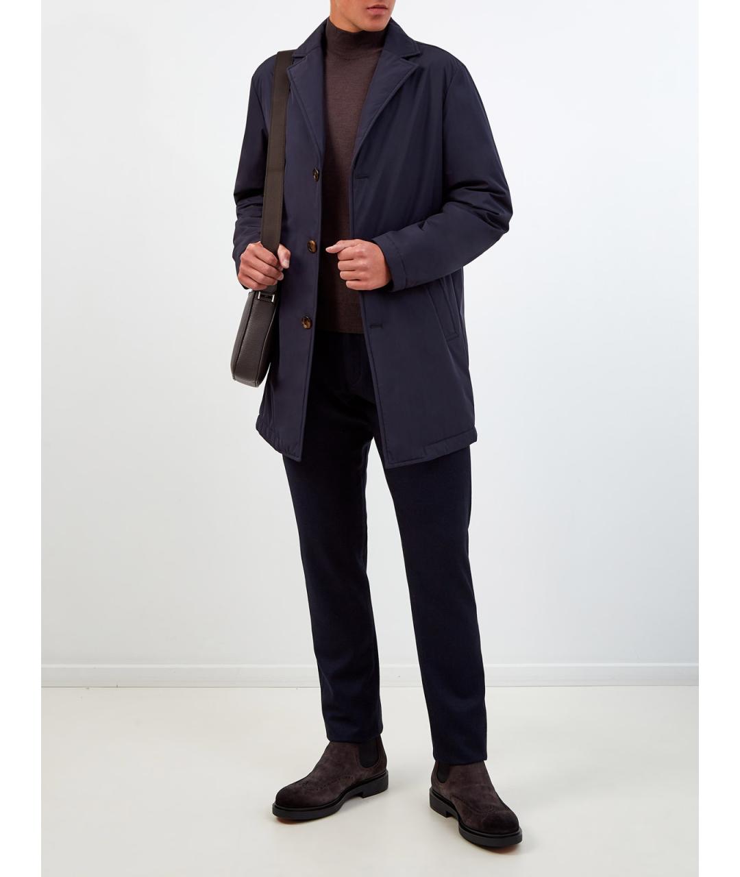 CANALI Синие шерстяные повседневные брюки, фото 2
