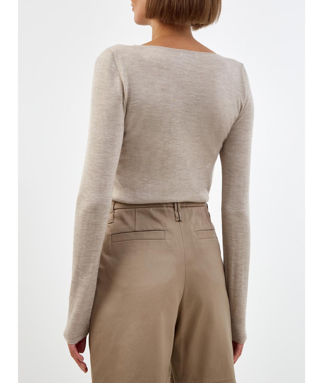 BRUNELLO CUCINELLI Бежевый кашемировый джемпер / свитер, фото 4