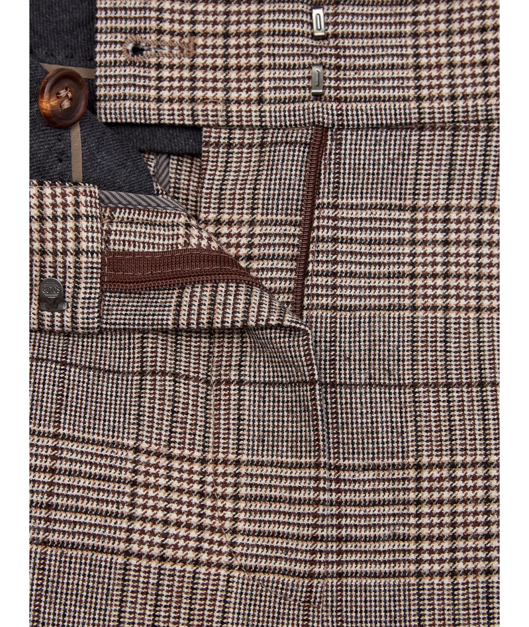 BRUNELLO CUCINELLI Коричневые шерстяные прямые брюки, фото 4