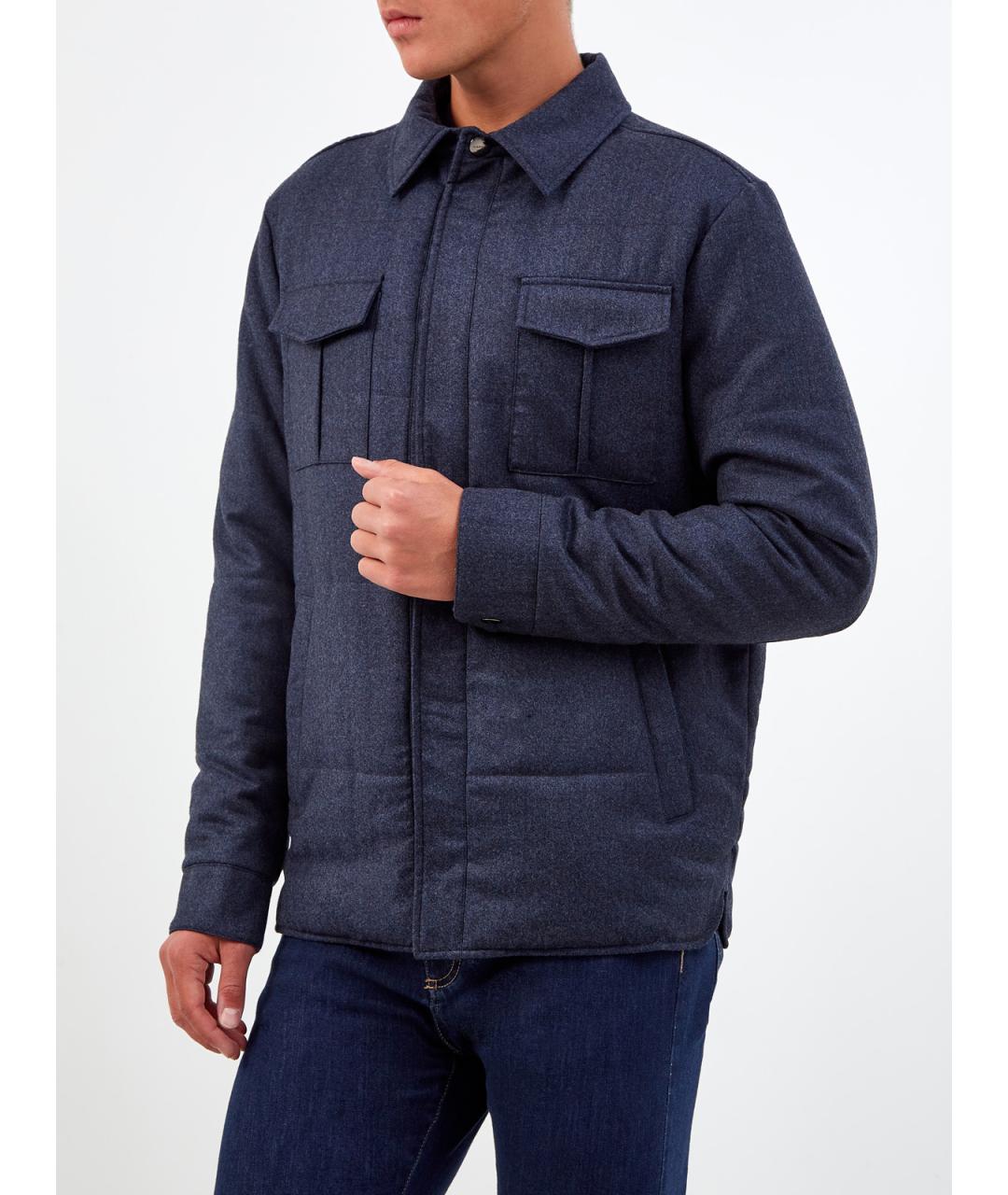 CANALI Синяя шерстяная куртка, фото 4