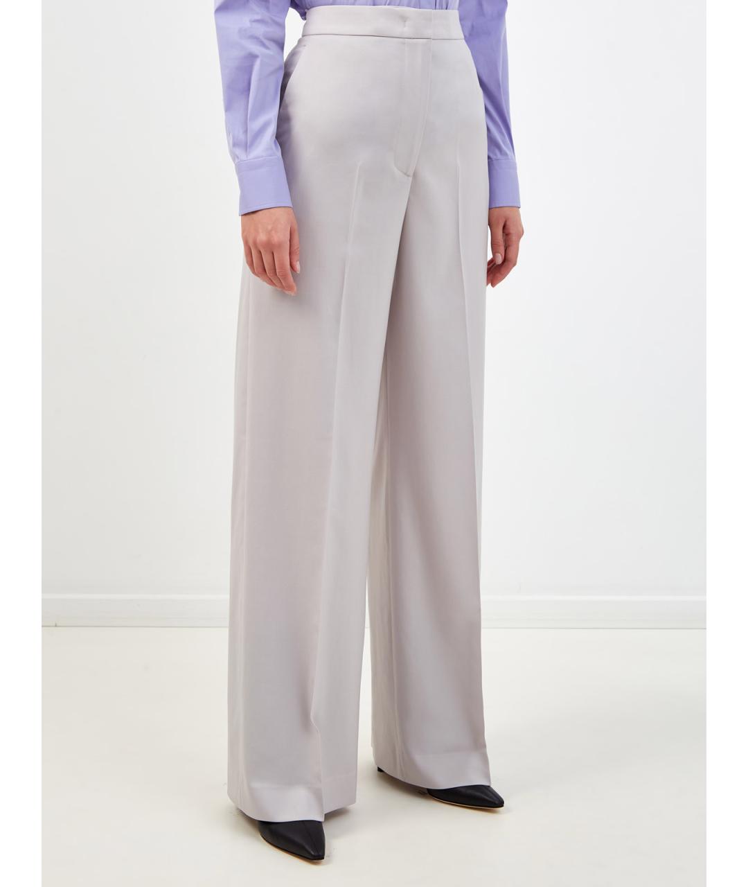 FABIANA FILIPPI Серые шерстяные брюки широкие, фото 3