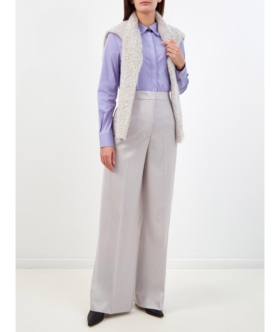 FABIANA FILIPPI Серые шерстяные брюки широкие, фото 2