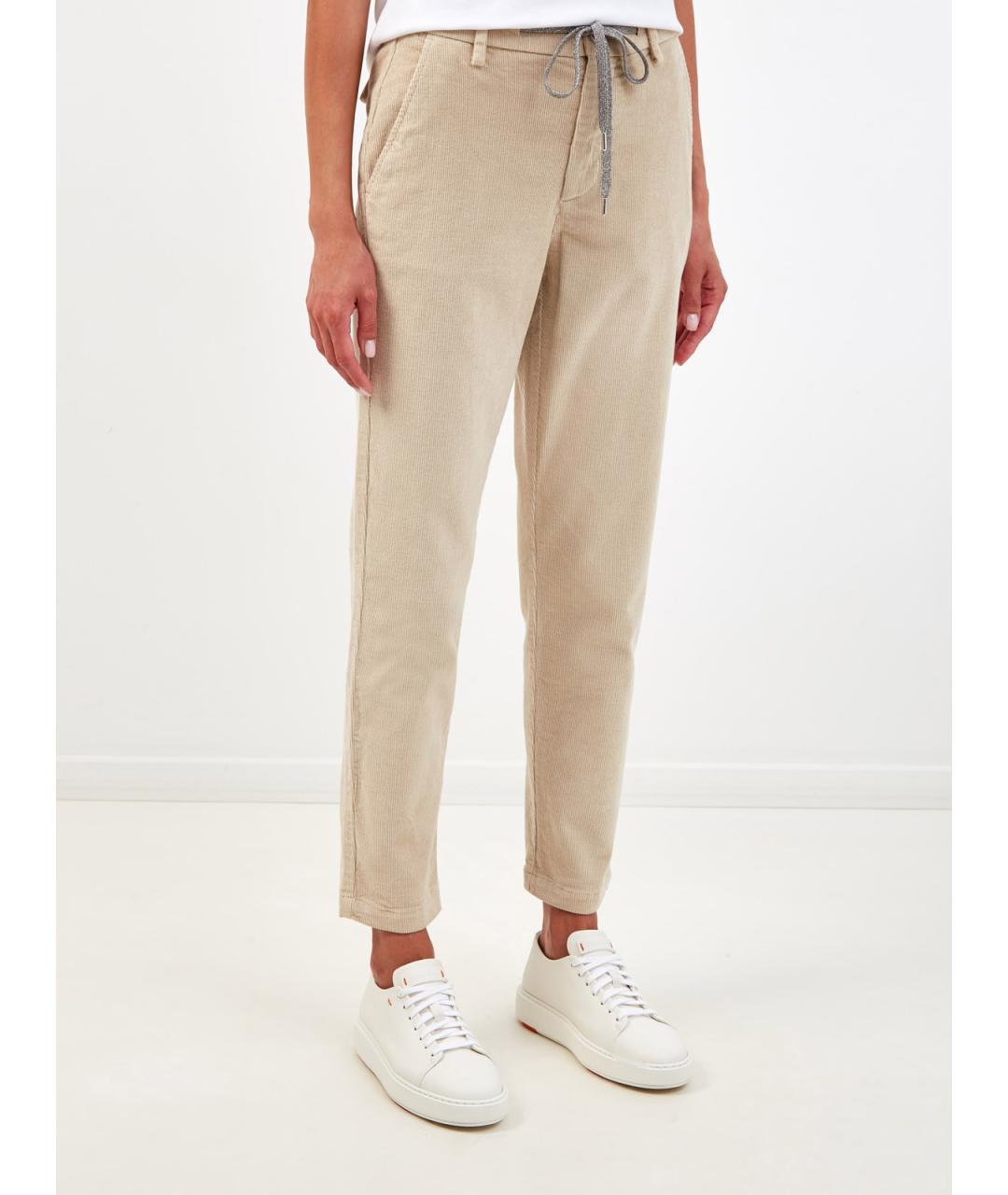 ELEVENTY Бежевые хлопковые брюки узкие, фото 3