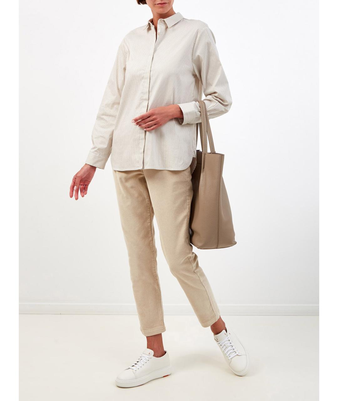 ELEVENTY Бежевые хлопковые брюки узкие, фото 2