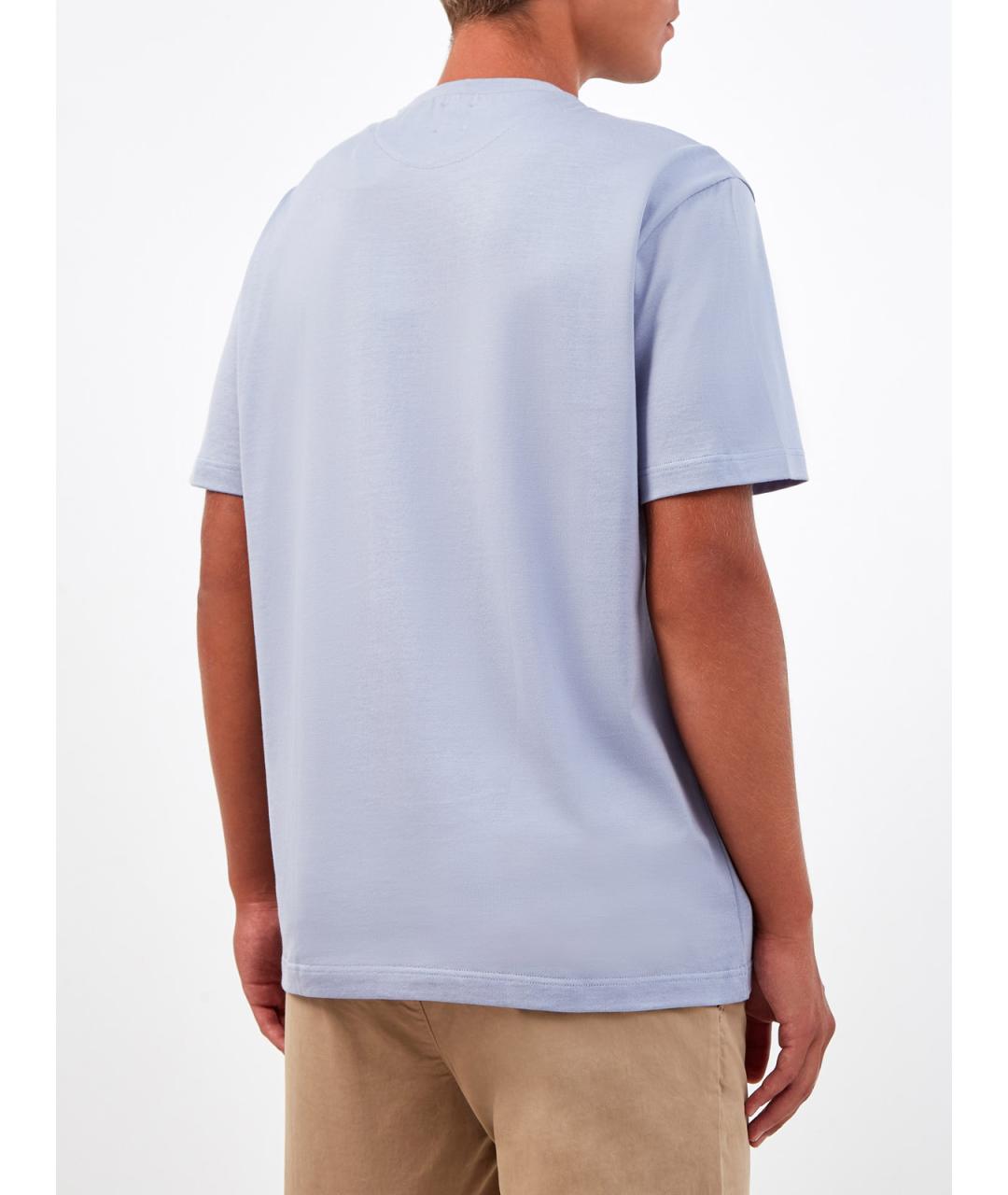 ELEVENTY Голубая хлопковая футболка, фото 4